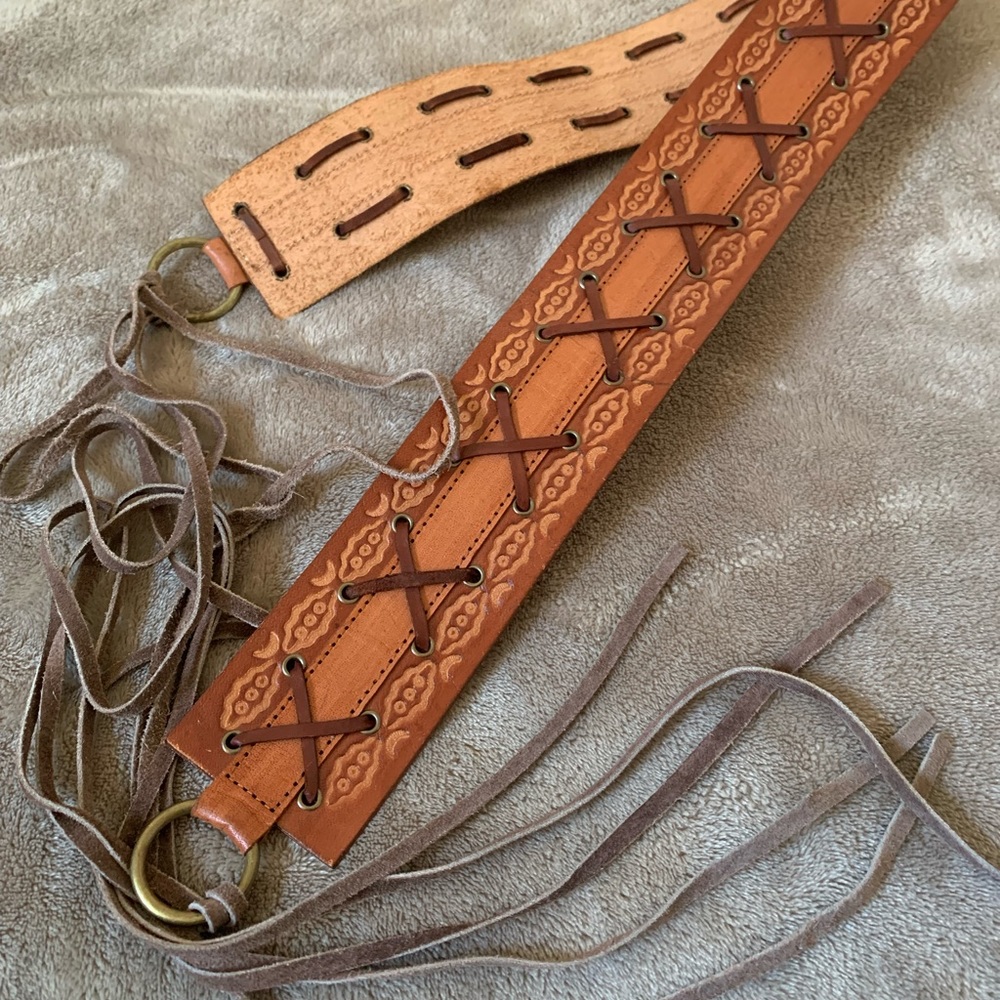 SOLD Corset Style Vintage Leather Belt
